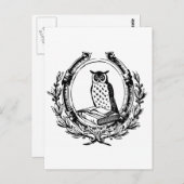 ヴィンテージフクロウ・ブック蔵書票 ポストカード (正面/裏面)