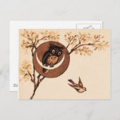 ヴィンテージフクロウ ポストカード (正面/裏面)