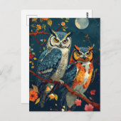 ヴィンテージフクロウ ポストカード (正面/裏面)