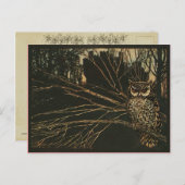 ヴィンテージフクロウ ポストカード (正面/裏面)