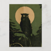 ヴィンテージフクロウ、ムーンライトハロウィンアート ポストカード (正面)