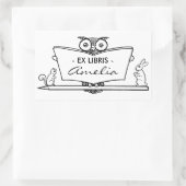 ヴィンテージフクロウExライブラリ蔵書票図書室プレート 長方形シール (バッグ)