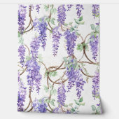 ヴィンテージフジタリアフラワーブランクパープルグリーンフローラ 壁紙 (ほどく)