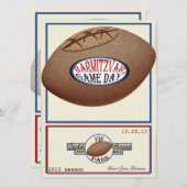 ヴィンテージフットボールフィールドパスバー(ユダヤ教の)バル・ミツバー 招待状 (正面/裏面)