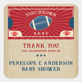 ヴィンテージフットボール赤ちゃんシャワー歓迎サイン スクエアシール