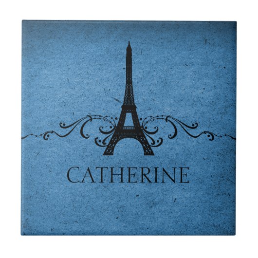 ヴィンテージフフランスのェロッシュタイル、青 タイル (正面)