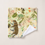 ヴィンテージフモダンラワータイガージャングルトロピカル バスタオルセット (ウォッシュタオル)