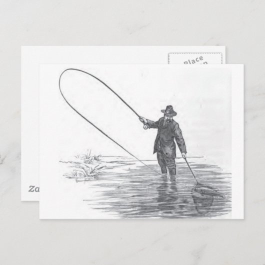 ヴィンテージフライフィッシング芸術 ポストカード (正面/裏面)