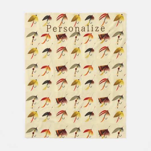 ヴィンテージフライ湖チラシ漁師 フリースブランケット (正面)