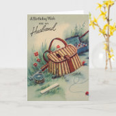 ヴィンテージフライ漁夫誕生日 カード (黄色い花)