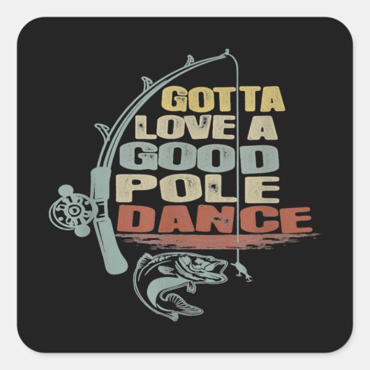 ヴィンテージフライ釣りカッコいいおじいちゃん スクエアシール (正面)