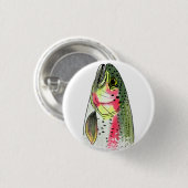 ヴィンテージフライ釣りニジマス 缶バッジ (正面&裏面)