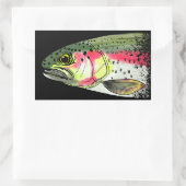 ヴィンテージフライ釣りニジマス 長方形シール (バッグ)