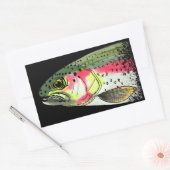 ヴィンテージフライ釣りニジマス 長方形シール (封筒)