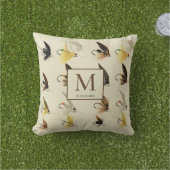 ヴィンテージフライ釣りフライ水彩航海のThr アウトドアクッション (芝生)