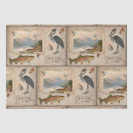 ヴィンテージフライ釣りマス湖の魚の切り離し芸術 薄葉紙