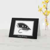 ヴィンテージフライ釣りルアー誕生日カード カード (黄色い花)