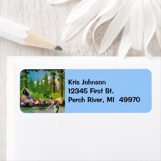 ヴィンテージフライ魚釣りリバーキャンプキャビン住所 シール (インサイチュ)