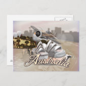 ヴィンテージフライ・トゥ・オーストラリア旅行ポスター ポストカード (正面/裏面)