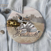 ヴィンテージフライ・トゥ・オーストラリア旅行ポスター 缶バッジ (インサイチュ)