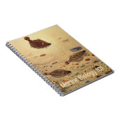 ヴィンテージフラウンダースフラットフィッシュ魚釣り招待状 ノートブック (右側)