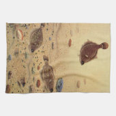 ヴィンテージフラウンダー、海洋海ライフフラットフィッシュ キッチンタオル (横)