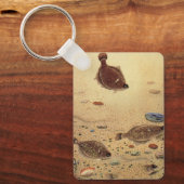 ヴィンテージフラウンダー、海洋海ライフフラットフィッシュ キーホルダー (正面)