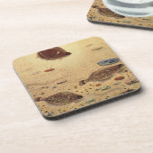 ヴィンテージフラウンダー、海洋海ライフフラットフィッシュ コースター (左側)