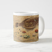 ヴィンテージフラウンダー、海洋海ライフフラットフィッシュ ジャンボコーヒーマグカップ (正面右)