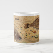 ヴィンテージフラウンダー、海洋海ライフフラットフィッシュ ジャンボコーヒーマグカップ (正面)