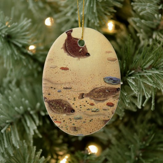ヴィンテージフラウンダー、海洋海ライフフラットフィッシュ セラミックオーナメント (ツリー)
