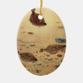 ヴィンテージフラウンダー、海洋海ライフフラットフィッシュ セラミックオーナメント (正面)