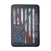 ヴィンテージフラグとラクロスこうもり パーソナライズされた バスマット (正面縦)