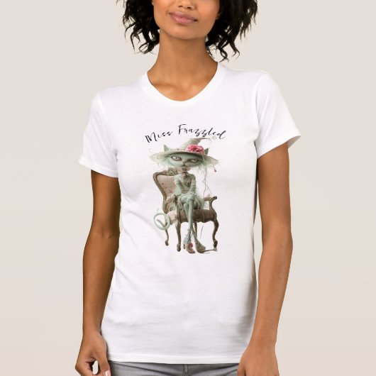 ヴィンテージフラズドフューリーセージ緑の猫 Tシャツ (正面)