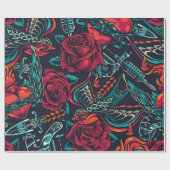 ヴィンテージフラッシュの入れ墨のシームレスなパターン ラッピングペーパー (フラット)