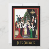ヴィンテージフラッパーギャツビーホリデークリスマスパーティー 招待状 (正面)