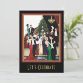 ヴィンテージフラッパーギャツビーホリデークリスマスパーティー 招待状 (スタンド正面)