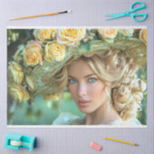 ヴィンテージフラッパーレディで黄色のデコパージュ 薄葉紙 (クラフト)