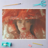 ヴィンテージフラッパーレディinオレンジデコップページ 薄葉紙 (クラフト)