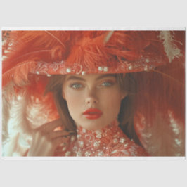 ヴィンテージフラッパーレディinオレンジデコップページ 薄葉紙