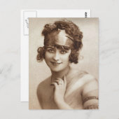ヴィンテージフラッパー女の子フランスのの写真はがき ポストカード (正面/裏面)