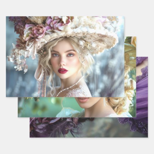 ヴィンテージフラッパー・レディース・オブ・ザ・サウス・デコパージュ ラッピングペーパーシート (セット)