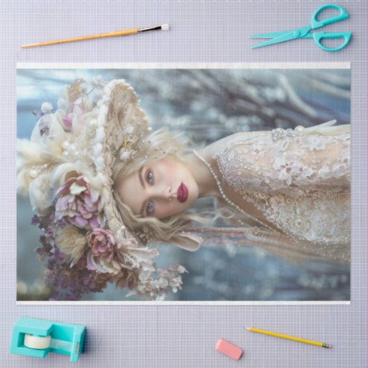 ヴィンテージフラッフランスのパースタイルレディーデクページ 薄葉紙 (クラフト)