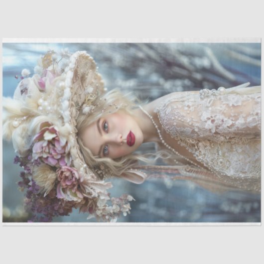 ヴィンテージフラッフランスのパースタイルレディーデクページ 薄葉紙 (正面)