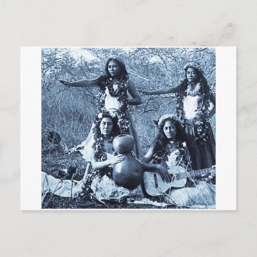 ヴィンテージフラハワイの地域の女の子 ポストカード (正面)