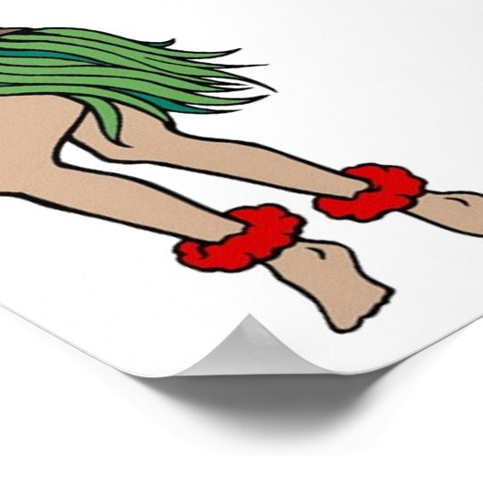 ヴィンテージフラハワイアンガールタトゥーアート ポスター (角)