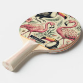 ヴィンテージフラミンゴとトゥーカンシームレス 卓球ラケット (正面アングル)