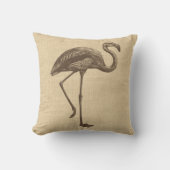 ヴィンテージフラミンゴイラストレーションオンバーラップ クッション (正面)