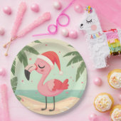 ヴィンテージフラミンゴクリスマスの7月ビーチマス ペーパープレート (パーティー)