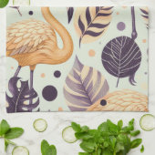 ヴィンテージフラミンゴシームレス キッチンタオル (折り畳み)